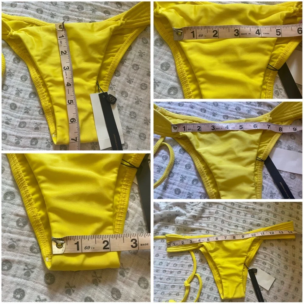 VIX SWIMWEAR SOLID YELLOW MATELASSE BIKINI SET SIZE LARGE (6-8) NWT - Picture 7 of 11